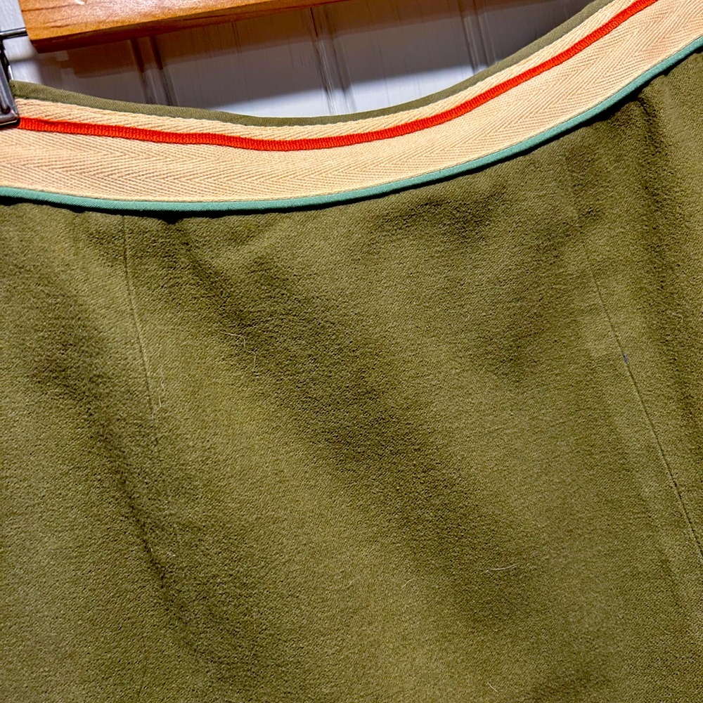 Moss Green Cotton Felt Midi A Line